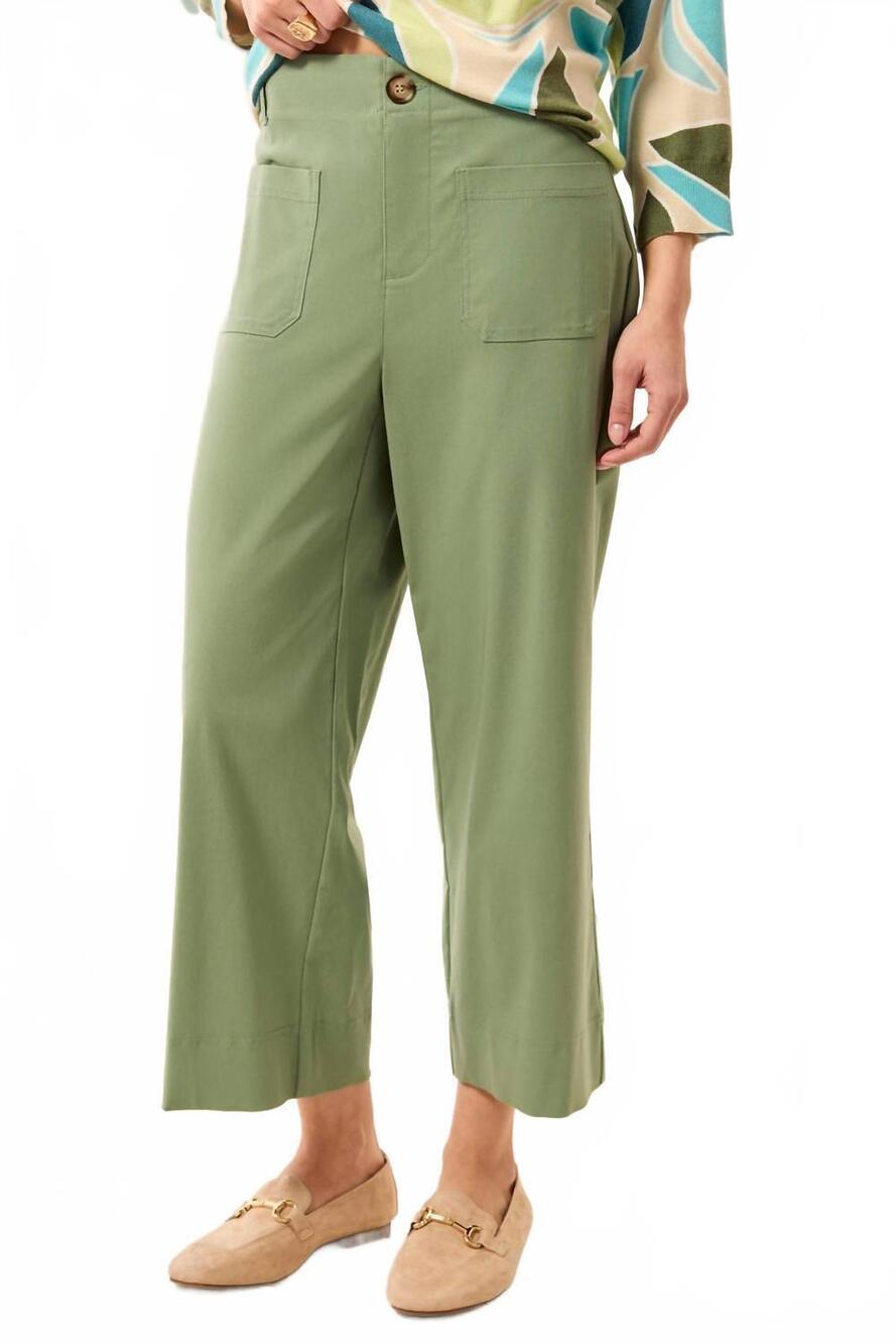 NEW TRIBAL fly front high rise capris with pockets in moss